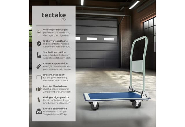 tectake Transportwagen Plattformwagen, (Set), klappbarer Handgriff