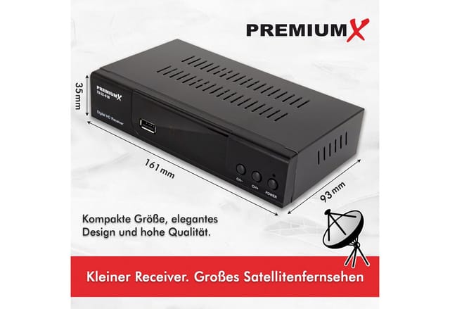 PremiumX HD 521 B FTA Digital SAT Receiver DVB-S2 HDMI SCART USB 12V FullHD SAT-Receiver