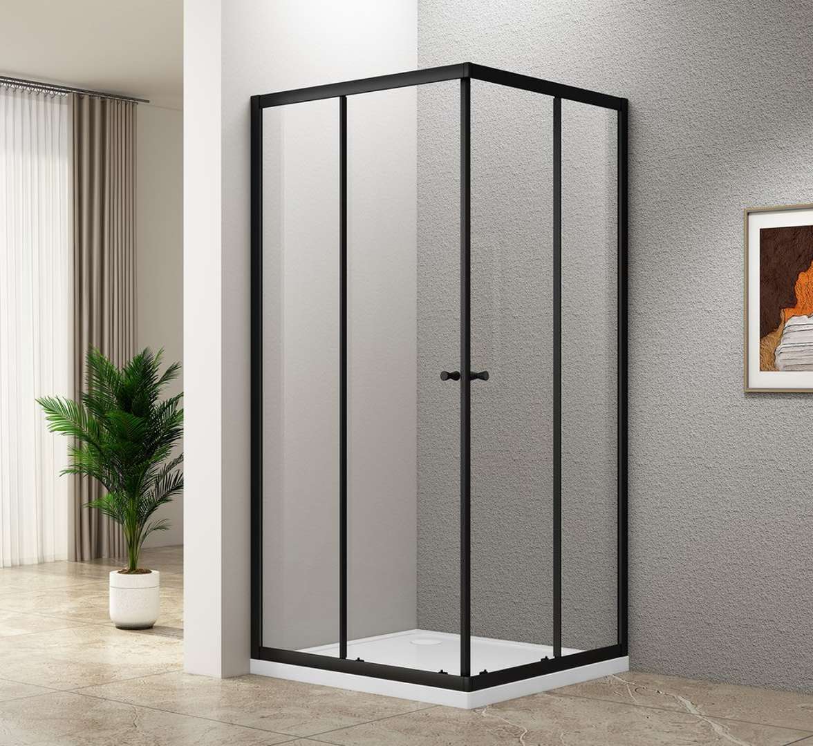 Aqualine Agga - Duschkabine 80x80 Cm, Klarglas/mattschwarz Blf808