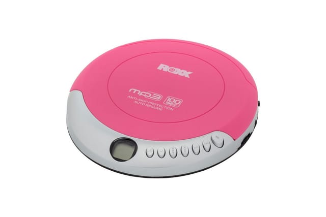 ROXX PCD-501 pink CD-Player (Tragbarer MP3-CD-Player mit Anti-Schock, LCD-Display, inkl Kopfhörer)