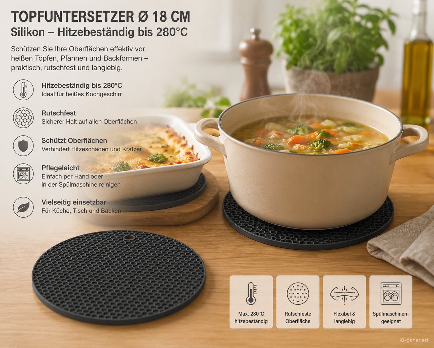 HH-Haushalt Topfuntersetzer Topfuntersetzer Ø 18 cm (Silikon max 280 grad) Bild 2