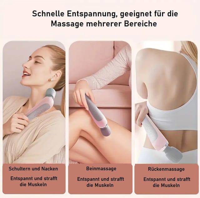 denu-shop Massagegerät Kraftvoller Kabelloser Massagestab Tragbar Ganzkörper, Packung 1-tlg., Massagegerät, USB-Kabel, Handbuch