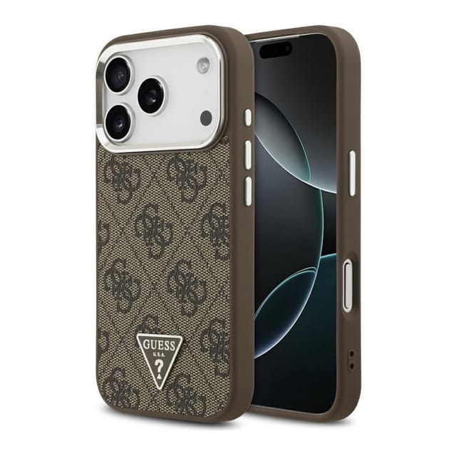 Guess Smartphone-Hülle Guess Apple iPhone 17 Pro 4G Triangle Logo MagSafe Hülle Case Braun