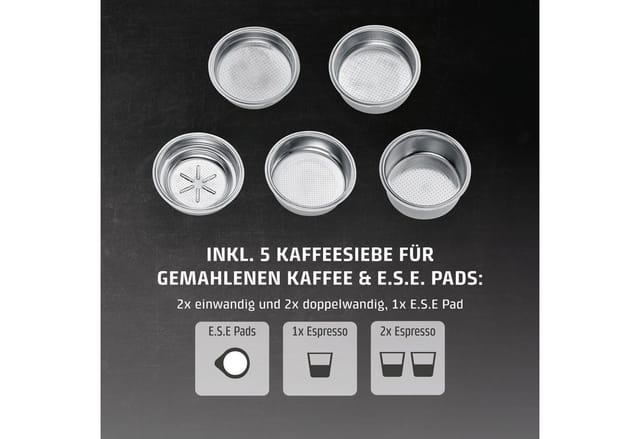 Caso Siebträgermaschine EspressoGourmet Crema, 1350 Watt, 20 Bar ULKA-Pumpe