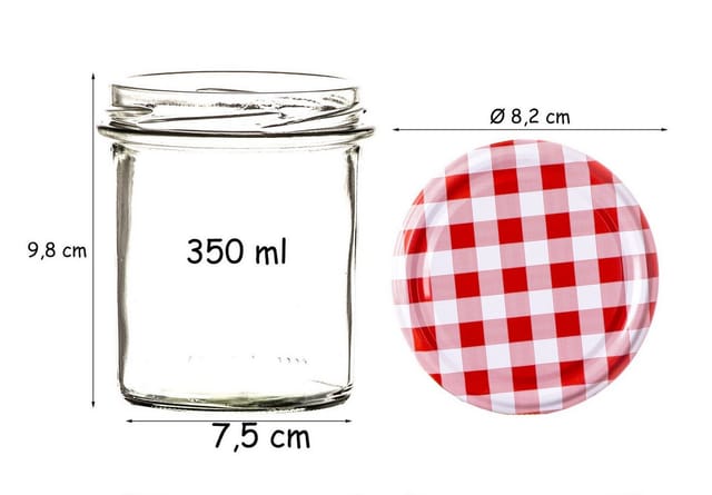 BigDean Einmachglas 350ml Sturzglas Made in Germany Marmeladengläser mit Schraub-Deckel, Glas, (24-tlg), Einweck Glas