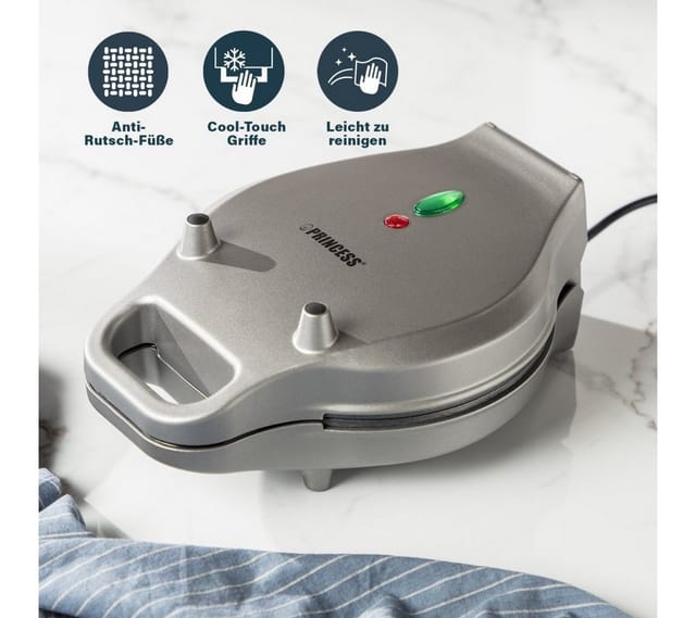 PRINCESS Waffeleisen Princess 01.132465.01.001 Waffeleisen Grau, 700.00 W