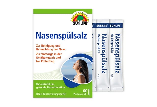 SUNLIFE Nasendusche SUNLIFE® Nasenspülsalz 60 Stk zur Nasenreinigung bei Schnupfen