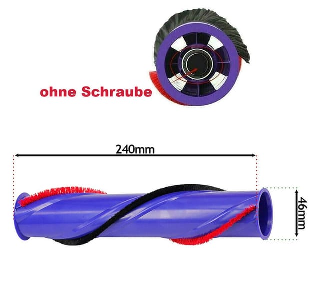 Trade-Shop Bürstenrolle passend für Dyson V7, DC59, DC72, SV04, SV05, SV06, SV09, SV11, Zubehör für Dyson V7 Absolute / Allergy / Animal / Fluffy / Motorhead, 4-Speichen Bürstenwalze / Hartwalze für Akku Staubsauger