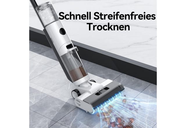 JONR Nass-Trocken-Akkusauger ED12 Automatische Selbstreinigung Leichter Sauger, Kantenreinigung, 200 W, 850mL Wassertank, Anti-Verwirrungs-Haar, Kabelloser Nass- und Trockensauger und Wischmopp, 850mL Wassertank, Anti-Verwirrungs-Haar Wischmopp