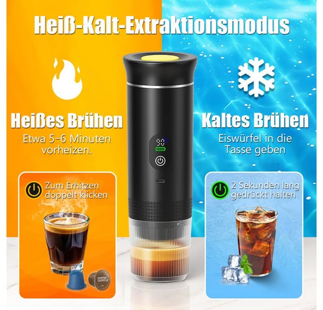 TUWENA Espressomaschine, Espressomaschine, 80ml Beheizte Kaffeemaschine für Büro, Reisen, Haus