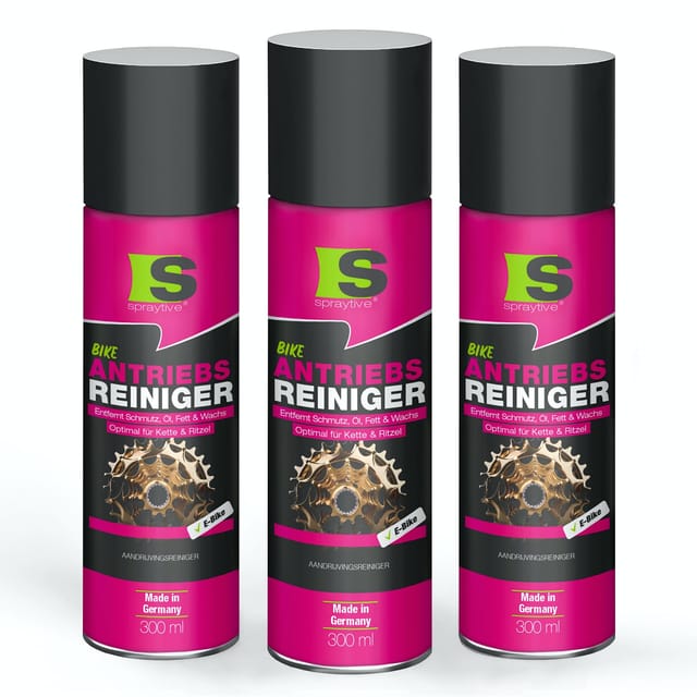 Spraytive 3x 300ml Antriebsreiniger Spray – Kettenreiniger für Fahrrad & E-Bike Flüssigreiniger (Made in Germany)