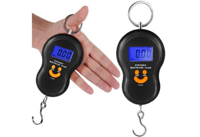 Ruhhy Kofferwaage Digitale Hakenwaage bis 50 kg mit LCD-Display, Tara & Hold-Funktion, Tragkraft 50 kg, (Einzelgerät digitale Hakenwaage mit Einheitenwechsel und HOLD-Funktion), Hakenwaage mit LCD-Display, Tara, HOLD-Funktion, 50 kg Tragkraft