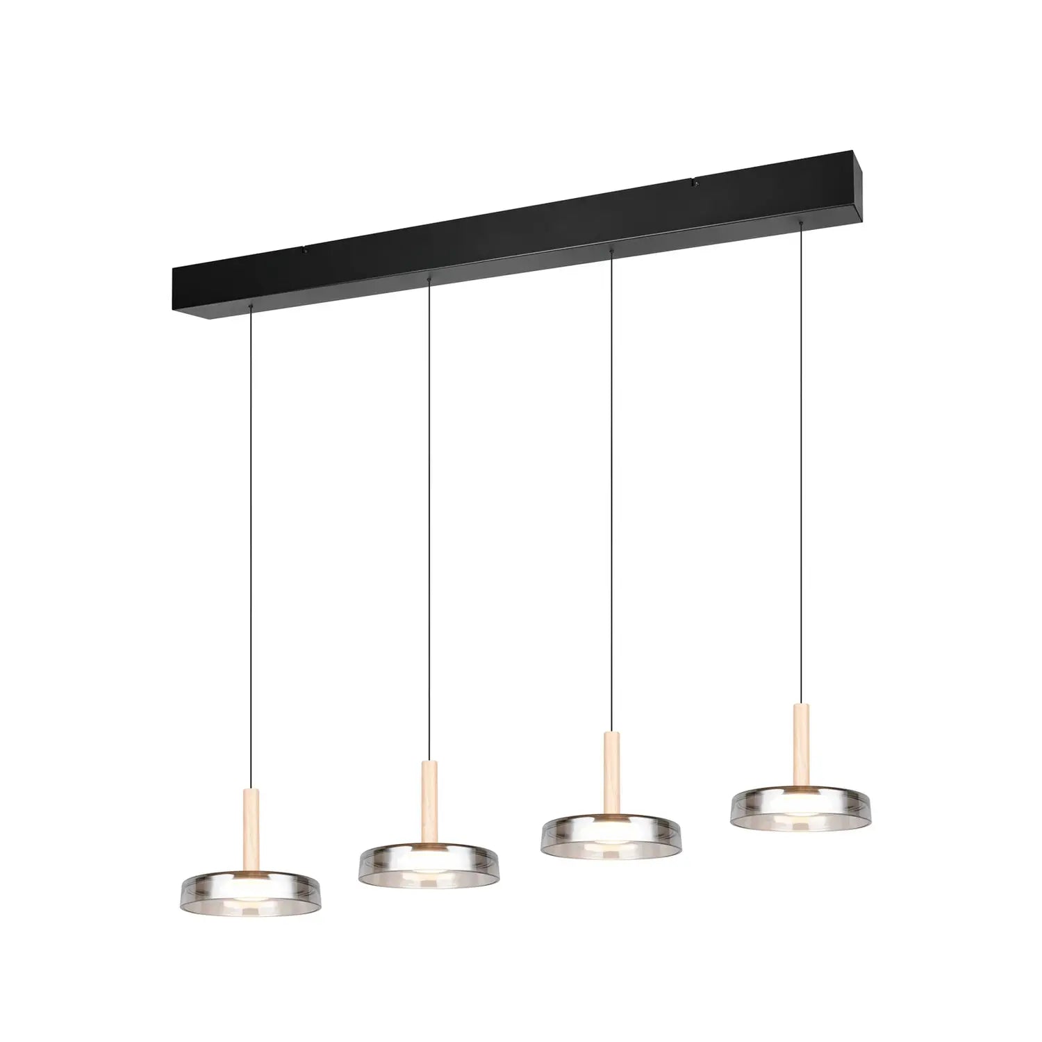 [gebraucht] B-ware Trio Lighting Pendelleuchte Hängelampe Led Glas Holz Chrom Dimmbar 115 Cm802