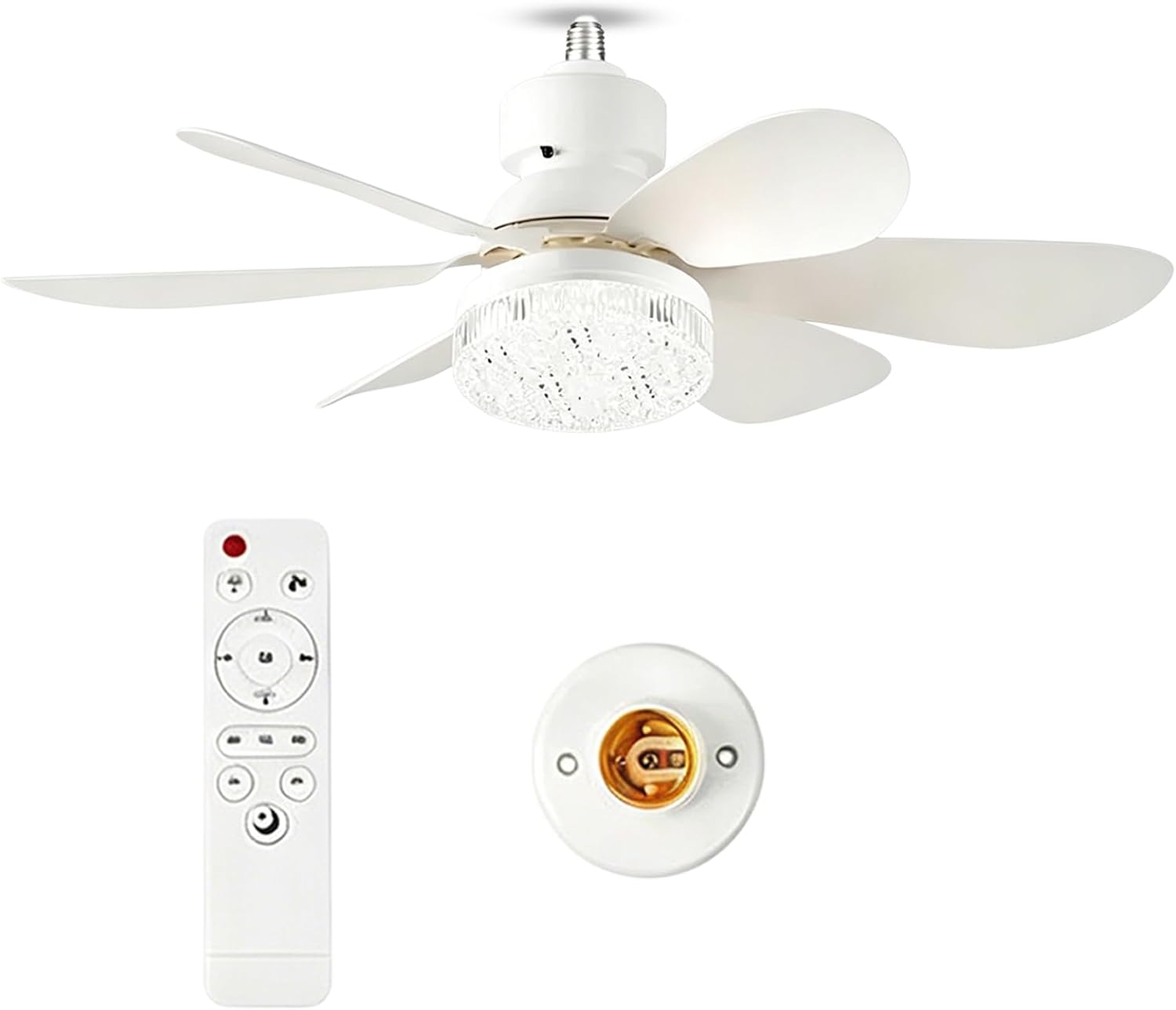 Ventilateur De Plafond Avec Éclairage Led 40 W, 52 Cm, Douille E27, 3 Températures De Couleur, Minuterie, 3 Vitesses, Pour Chambre Et Salon