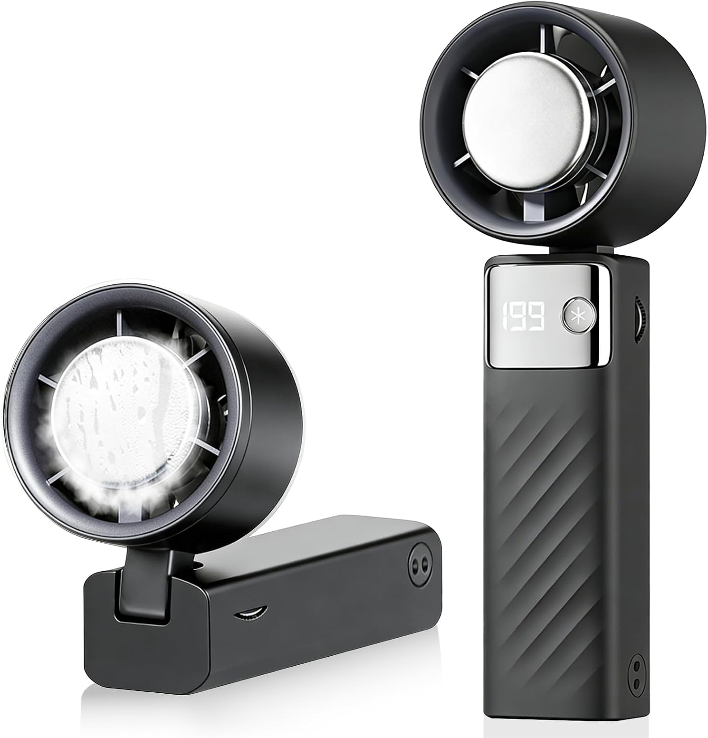 Mini Ventilateur Portable Puissant 5000mah, Rechargeable Usb Avec Affichage Batterie, 199 Niveaux De Vitesse Turbo, 16 Heures Autonomie, Léger Silencieux Pour Voyage Extérieur Bureau Maison - Noir