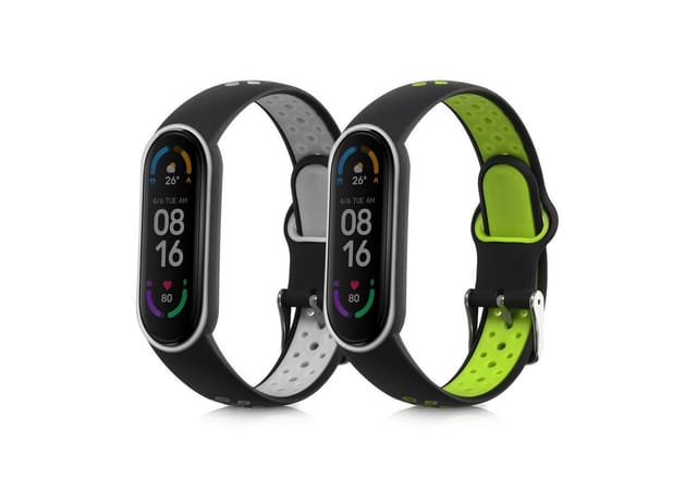 kwmobile 2x Uhrenarmband für Xiaomi Mi Smart Band 6/Mi Band 6/Band 5 Armband Smartwatch, 2-tlg., Fitnesstracker Band Set aus TPU Silikon - Ersatzarmband Smartwatch