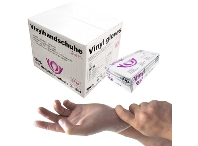 SFM ® Einweghandschuhe CLEARIES : puderfrei glatt klar Einmalhandschuhe Vinylhandschuhe