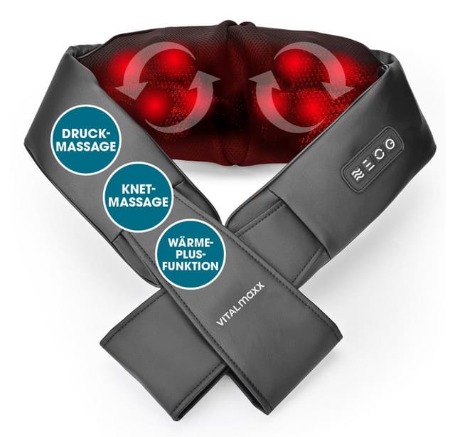 VITALmaxx Shiatsu-Massagegerät Massagegerät Nacken & Schulter, Entspannung Massage Verspannungen Krämpfe lösen Nacken Rücken Schulter