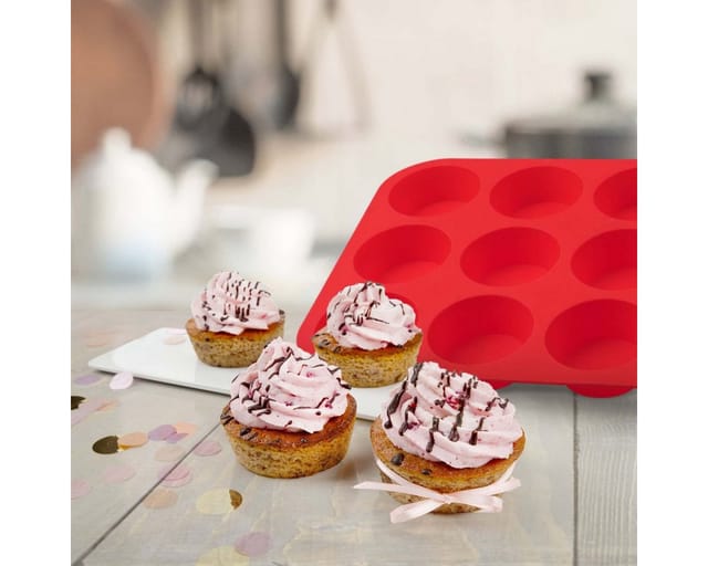 Dr. Oetker Küchenhelfer Silikonform Silikon-Muffinform, 12er