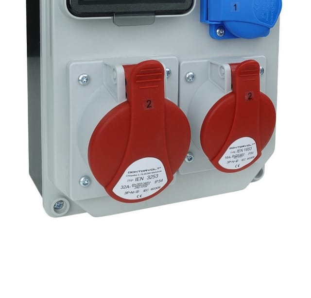 Doktorvolt Stromverteiler HL-S 32A 16A 2x230V Komplett Baustromverteiler Steckdosenverteiler 4-fach (Wandverteiler, 1x LSS C16A 6kA 3P, 1x LSS C 16A 6kA 1P)