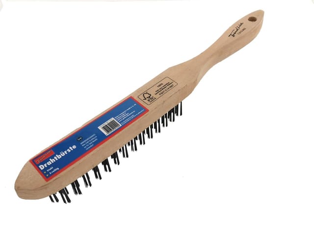 Trend Line Drahtbürste TrendLine Drahtbürste 3-reihig Stahl mit Holzgriff