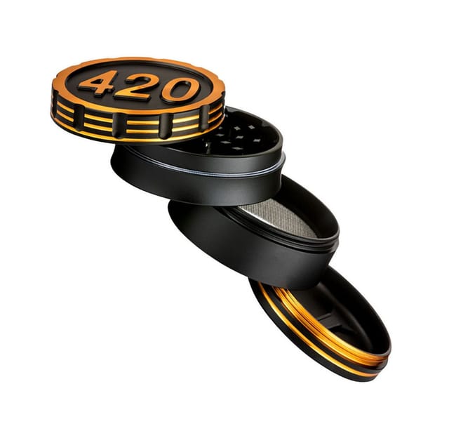 Coumo Kräutermühle Grinder Crusher Gewürzmühle, Schwarz, 420 Design, ⌀ 6 cm, Metall