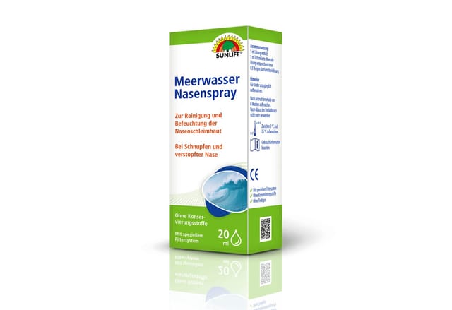 SUNLIFE Nasendusche SUNLIFE® Meerwasser Nasenspray 20 ml Nasenspülung Nasenreinigung