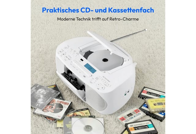 Medion® Stereo Sound System MEDION® LIFE® DRX-1 Plus (MD400003) Radio (AM- / FM- Tuner, MW / UKW mit RDS, 3 W, Bluetooth® 5.4, AUX-In, Batteriebetrieb: 6 x 1,5 V, Kopfhöreranschluss)
