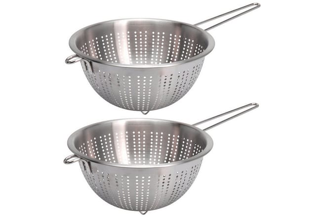 HAC24 Küchensieb Sieb Edelstahl Abtropfsieb Seiher Nudelsieb Salatsieb Metallsieb, Edelstahl, (2-St), Ø 24 cm, mit Griff