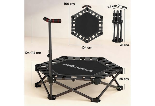 SPORTNOW Fitnesstrampolin mit 3 Fach Höhenverstellbar Haltegriff, Tragtasche, Ø 104 cm, (Mini Trampoline, 1 tlg., leise Trampolin), 120kg Belastbar, für Indoor Outdoor Jumping