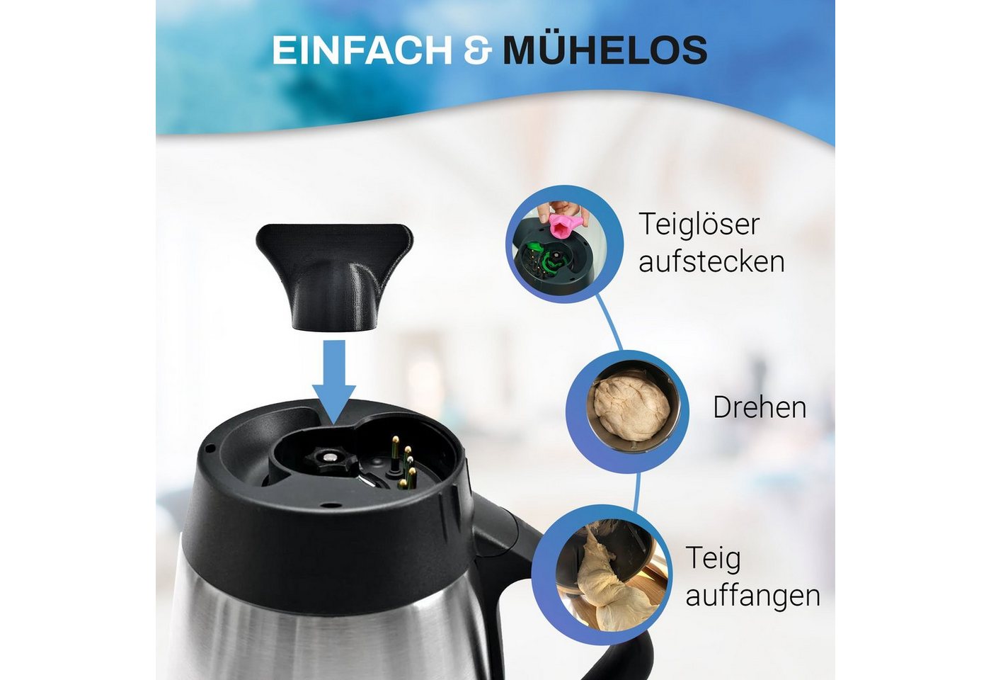 mix-slider Teigwerkzeug Thermomix Teigblume TM5 + TM6 Schwarz Bild 2