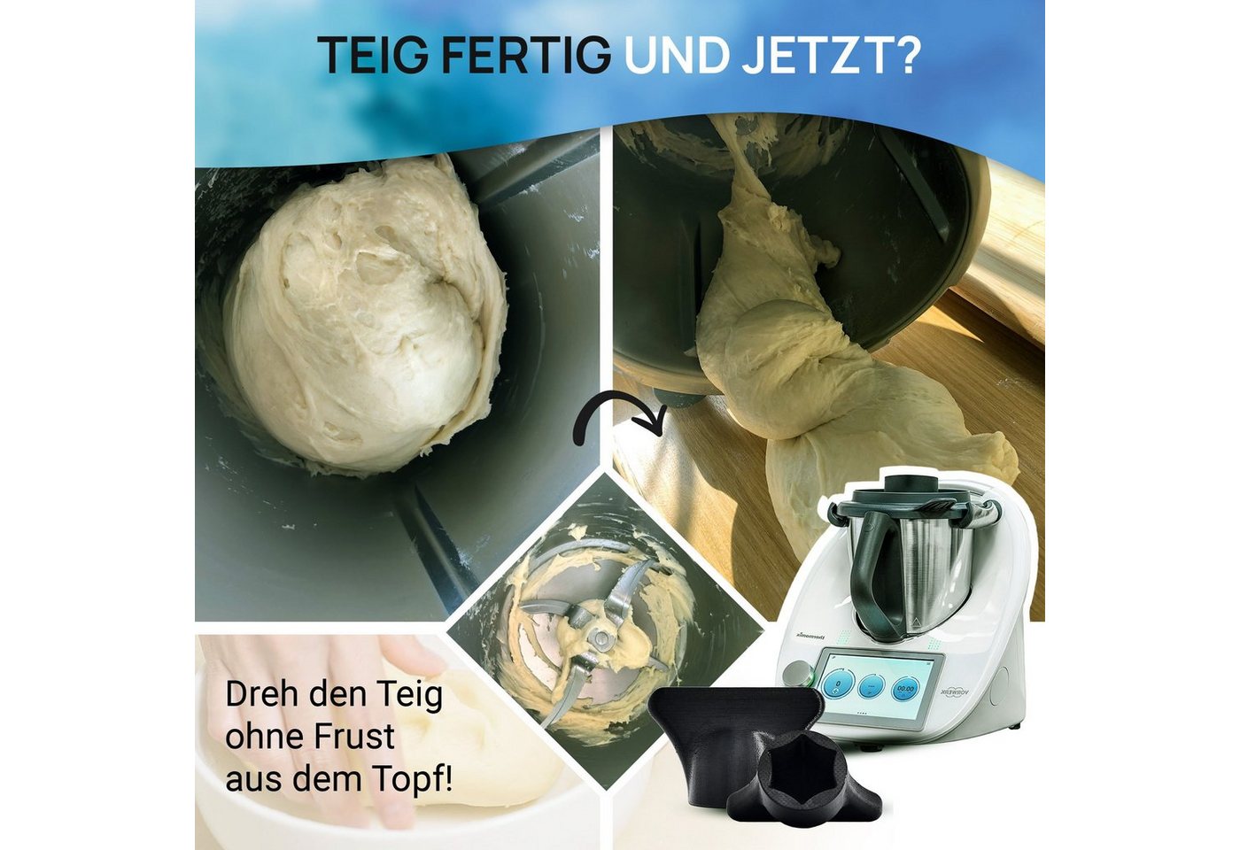 mix-slider Teigwerkzeug Thermomix Teigblume TM5 + TM6 Schwarz Bild 5