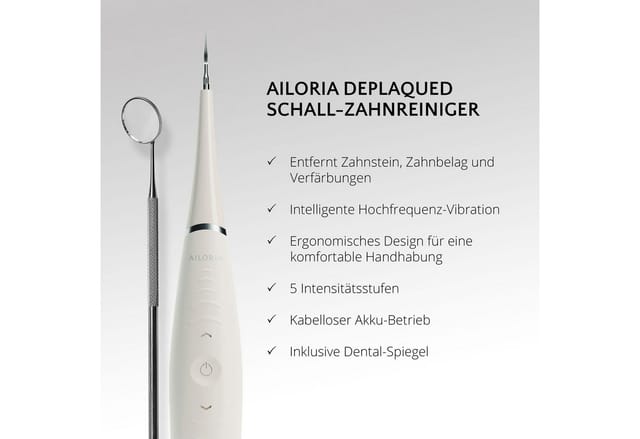 AILORIA Schall-Zahnreinigungsgerät DEPLAQUED Schall-Zahnreiniger, Schall-Zahnreiniger