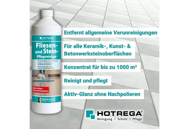 HOTREGA® Fliesen Steinpflege Reiniger Bodenpflege Fliesenreiniger 1L Konzentrat Fussbodenreiniger