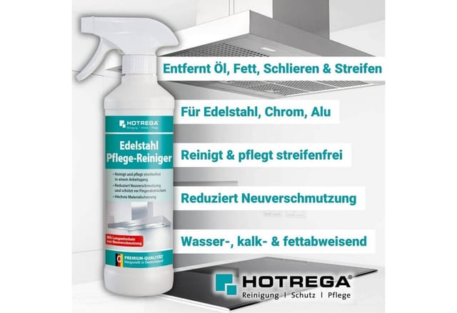 HOTREGA® Edelstahl Pflegereiniger Edelstahlreiniger Alureiniger Pflege 500ml Edelstahlreiniger