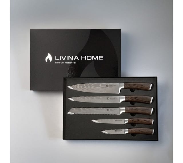LIVINA HOME Messer-Set Profi Chefmesser Set – Scharfe 20 cm Klinge aus hochwertigem Edelstahl (1-tlg), Schneidemesser, Küchenmesser, Kochmesser, Oster Deal Sale!
