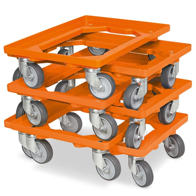 BRB-Lagertechnik Transportroller 6x Transportroller für Kisten 600x400 mm, Tragkraft 250 kg
