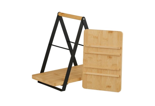 relaxdays Servierplatte Etagere Bambus & Metall, Bambus, 2