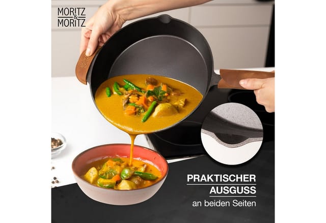 Moritz & Moritz Bratpfanne Gusseisenpfanne 28cm, Gusseisen (Set), Alle Herdarten Ofen & Grill geeignet, Voreingebrannt