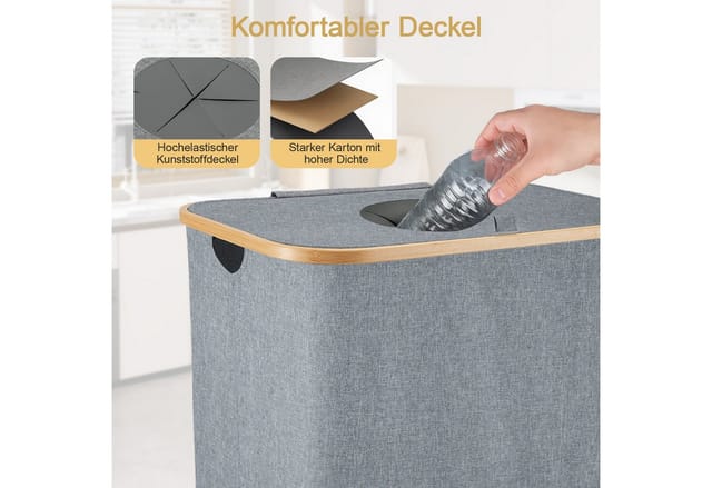 Youyijia Kehrgutsammelbehälter 100L Pfandflaschen Behälter Mit Deckel & 2 Abnehmbaren Tragetaschen
