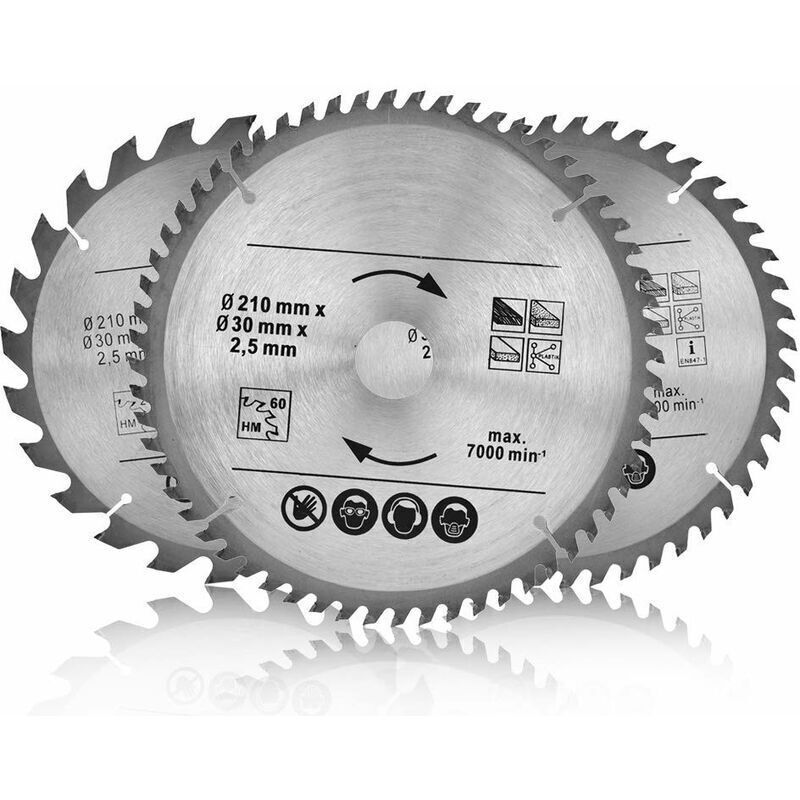 Spanplatten - Kreissägeblatt - 210 Mm X 30 Mm - 24/48/60 Zähne - Für Holz, Laminat, Mdf, Aluminium, Kunststoff, Parkett, Sockelleisten Und Kupfer - Für Sägen Mit Kappsäge Und