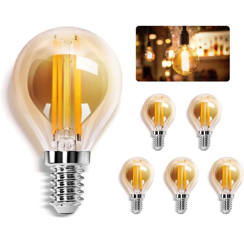 Led-glühbirne E14, Warmweiß 2700k, 220v, 400lm, 4w (entspricht 37w), Retro Edison Led Glühbirne G45, 5er-pack