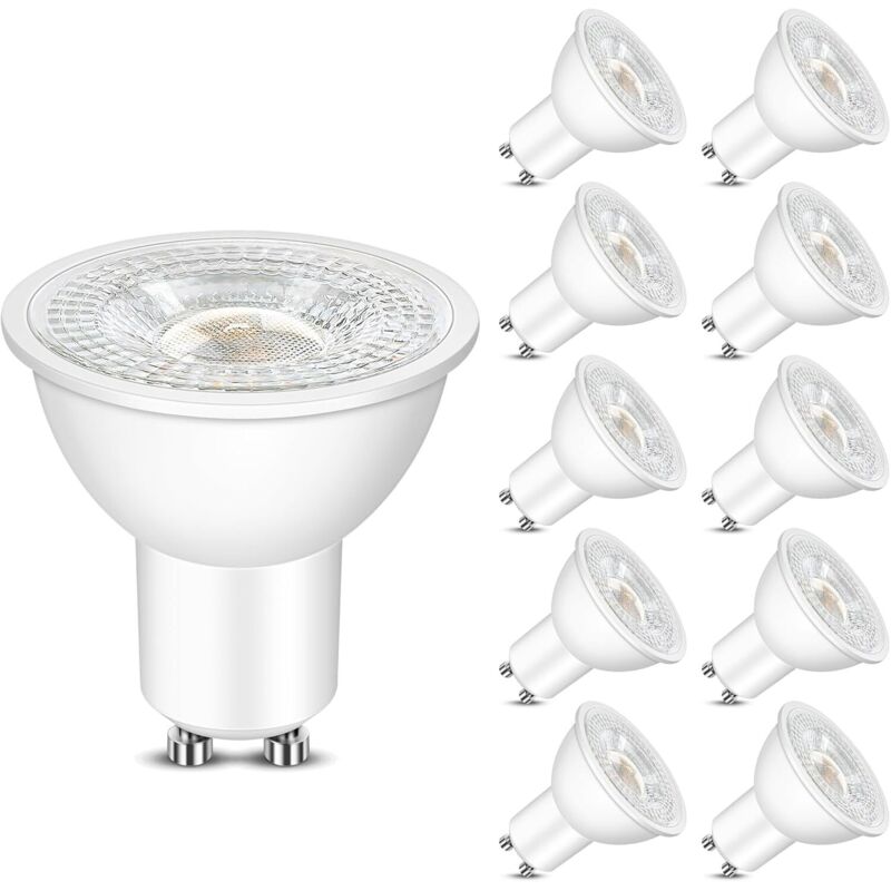 Led-gu10-glühbirnen, Neutrales Weiß 4000k, 5w (entspricht 50w), Led-spot-gu10-birne 500 Lm, Nicht Dimmbar, 38° Lichtwinkel, 10er-pack [energieeffizienzklasse E]