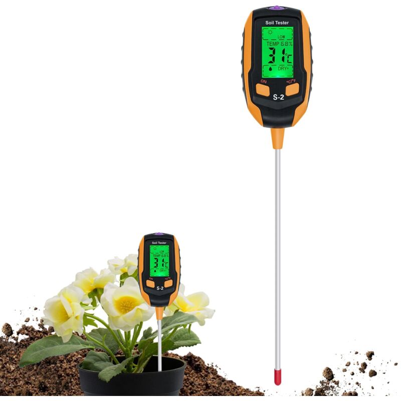 5-in-1 Bodentester Ph, Tester Mit Ph/temperatur/luftfeuchtigkeit/licht/umgebungsfeuchtigkeit Für Gartenarbeit, Rasen, Landwirtschaft Und Outdoor-pflanzen -s2