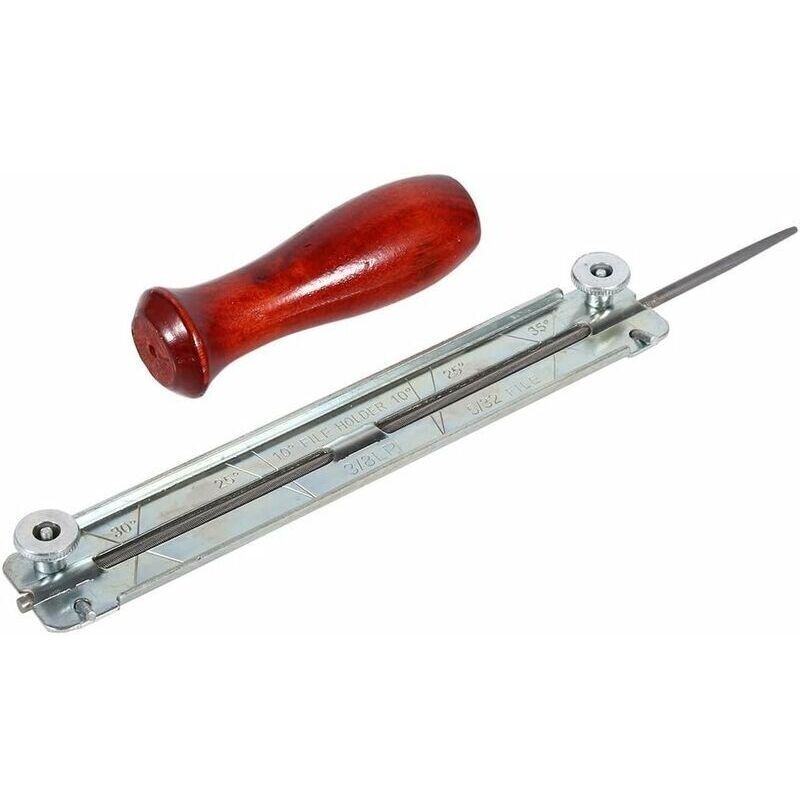 Schleifset Für Kettensäge. Feile Und Kettenführungslehre. Holzgriff (4,8 Mm)