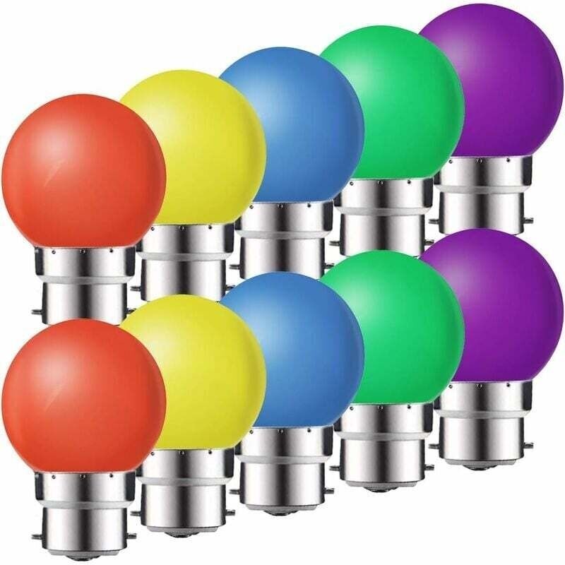 10er-pack Led-glühbirnen B22 2w. Energiesparende Farbige Glühbirne. Weihnachtsbeleuchtung. Girlandenlampen In Rot, Gelb, Blau, Grün, Violett. (entspricht 20w) [energieeffizienzklasse G]