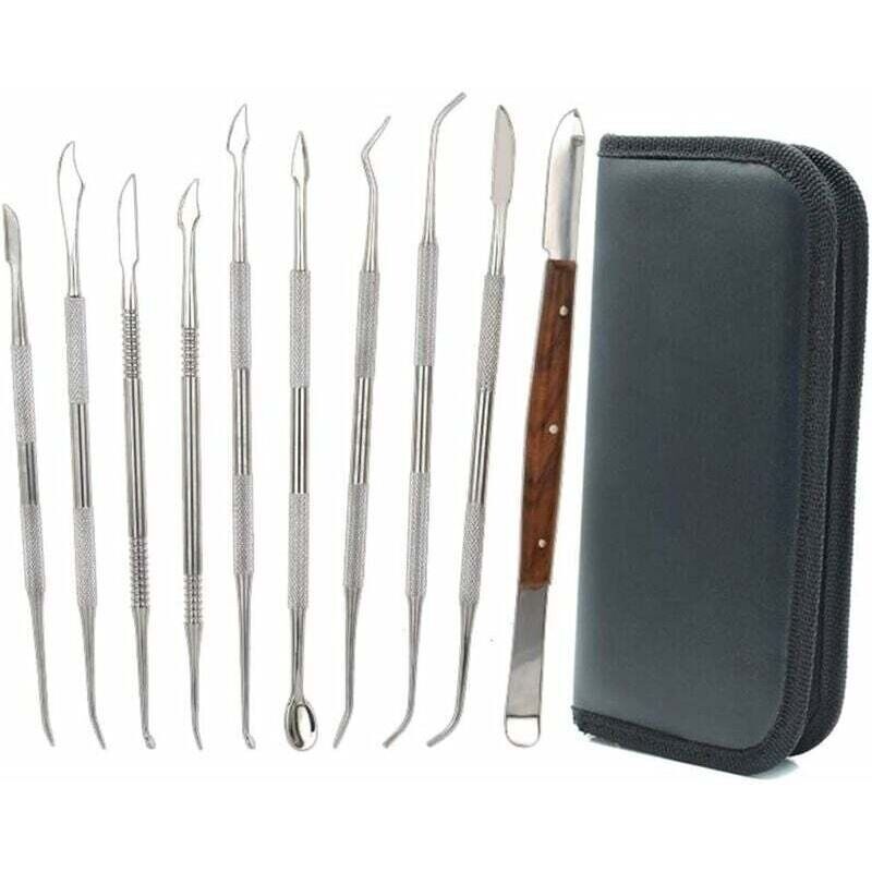 Set Aus 10 Doppelseitigen Wachsschnitzwerkzeugen Aus Edelstahl Für Die Tonskulptur. Diy-keramik-schnitzwerkzeug-set. Spachtel, Meißel Und Transportetui