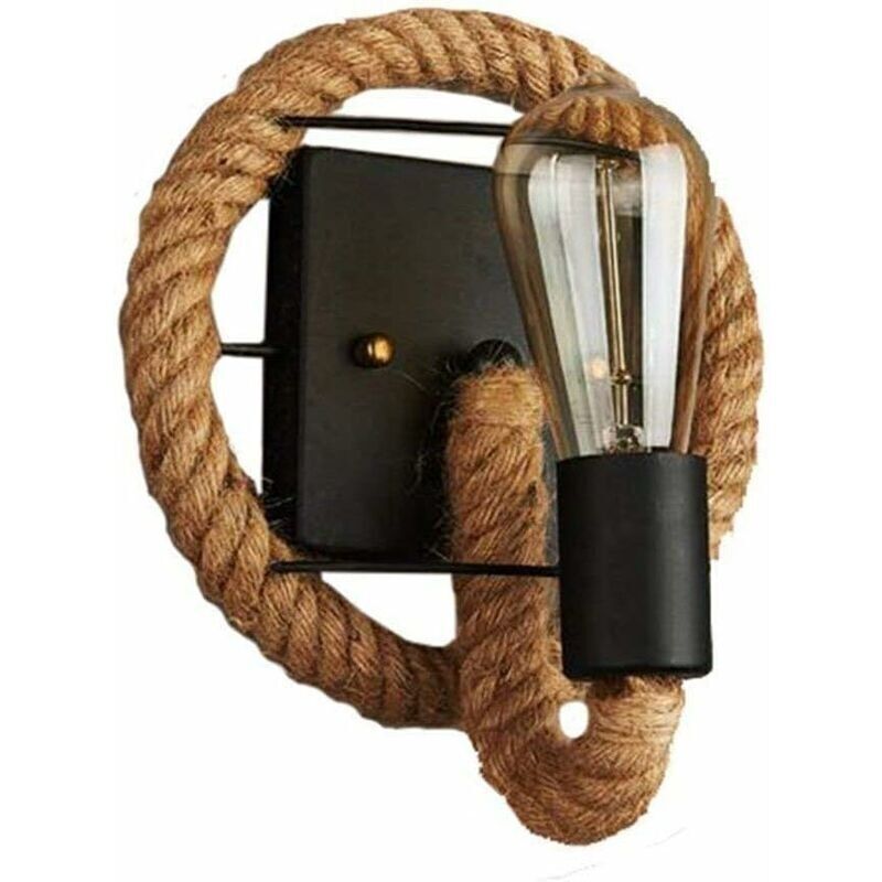 Vintage-retro Wandleuchte Im Amerikanischen Stil Aus Hanfseil - Industrielle Eisenlampe - Für Bars, Lofts, Restaurants, Flure, Balkone (ohne Leuchtmittel) [energieeffizienzklasse
