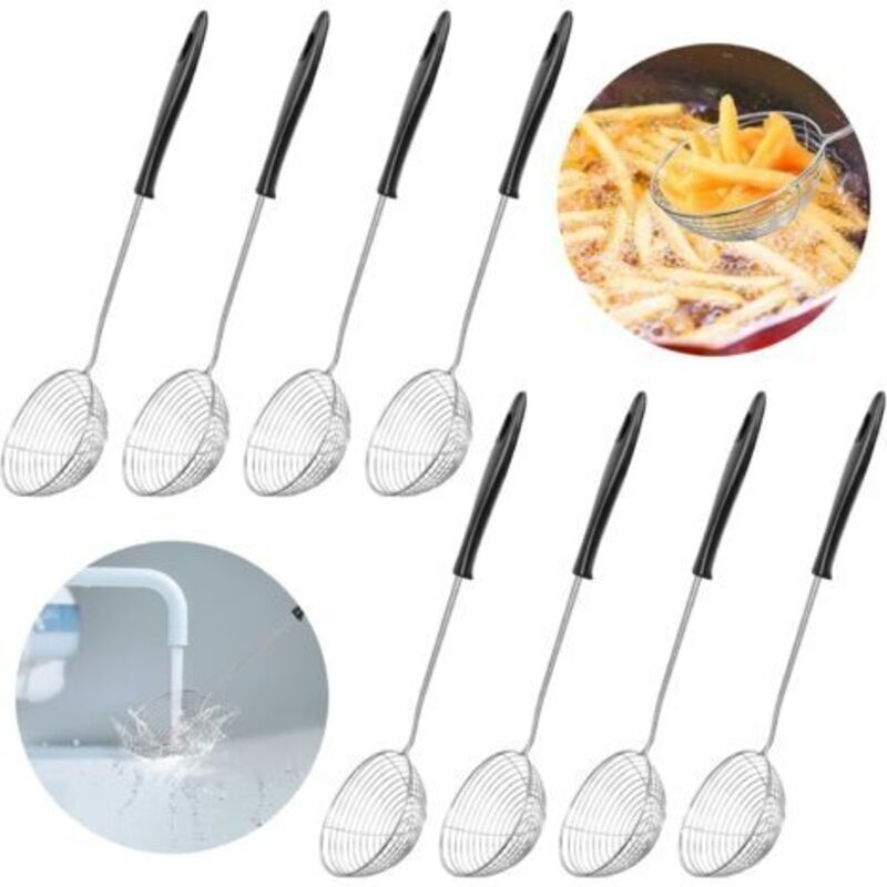 8er Set Fondue-sieb. Edelstahlschaumlöffel Mit Langem Griff. Chinesisches Fondue-sieb Für Suppe, Chinesisches Fondue Und Bubble Tea (durchmesser: 8 Cm, Länge: 29,5 Cm)