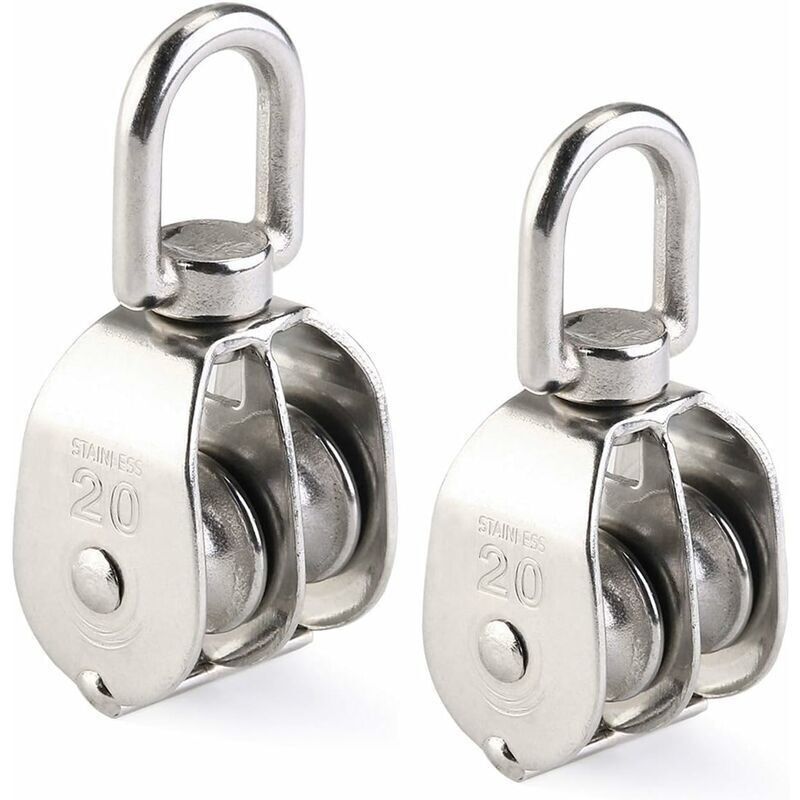 Doppelrolle 2 Stück Edelstahl 304 Schwenkbar Doppelrolle